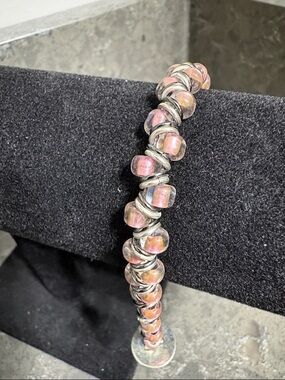 Pink-Gold Spiral Bead Bracelet for Women